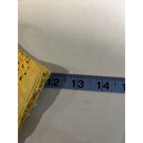 Talbots Petites Women's Yellow Eyelet Cotton Short Sleeve Top - P  Zippered Side - Picture 10 of 12